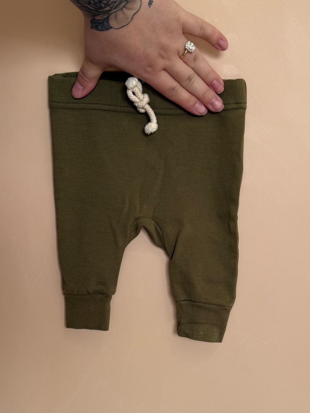 Kids Olive Green Drawstring Jogger Pants